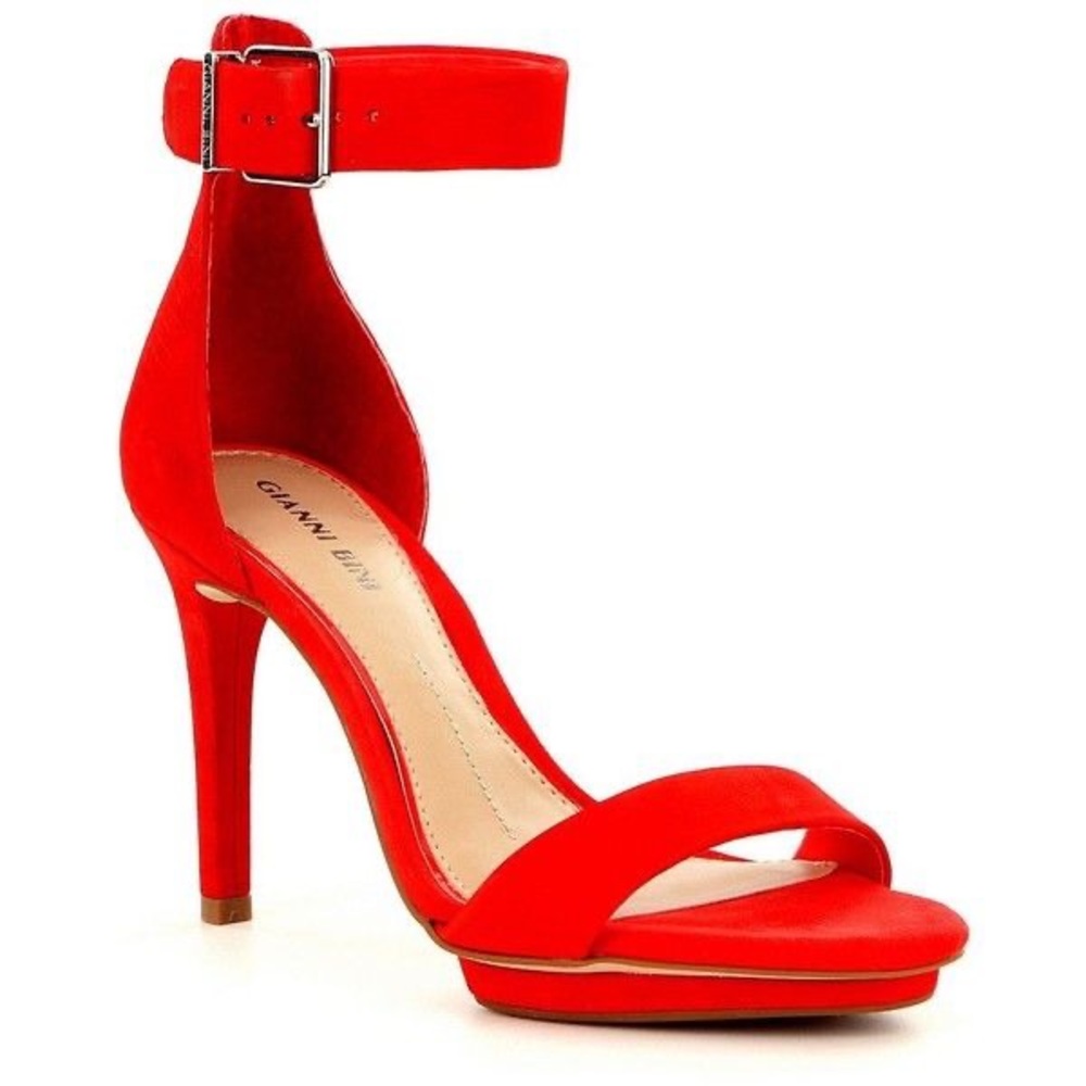 Gianni Bini Lizette Red Suede Ankle Strap Sandal Heels